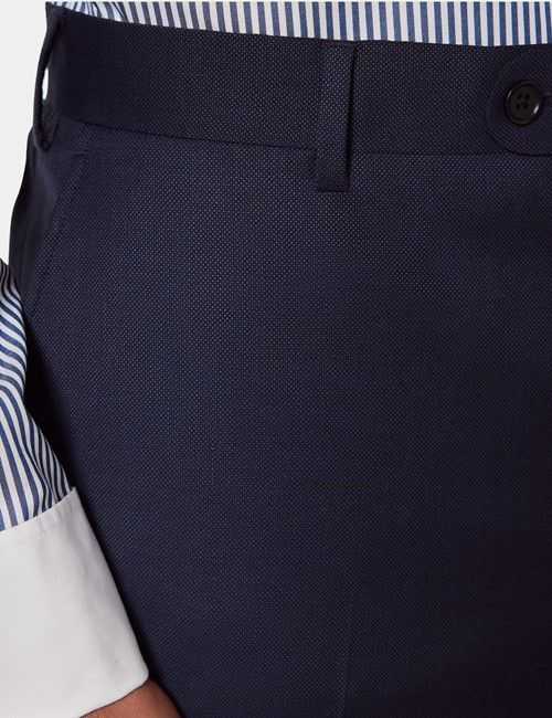 Classic Fit Navy & Pink Check Pin Point Non-Iron Oxford Shirt