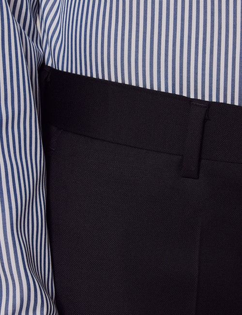 Black Twill Wool Classic Fit Suit Trousers-preview
