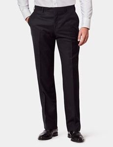 Classic Fit Black Twill Suit Pants