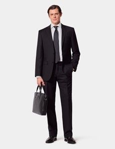Classic Fit Black Twill Suit Pants-preview3