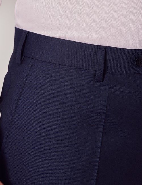Dark Blue Twill Wool Classic Fit Suit Trousers-preview