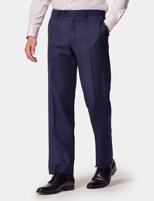 Classic Fit Dark Blue Twill Suit Pants