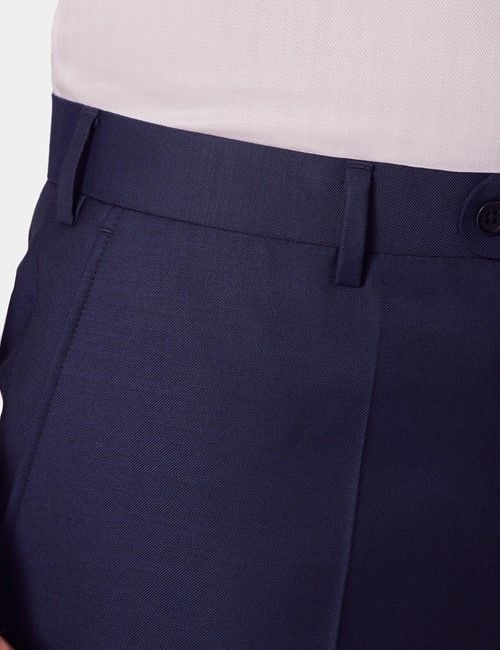 Classic Fit Dark Blue Twill Suit Pants-preview