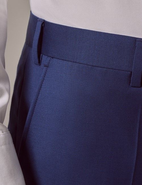 Royal Blue Twill Wool Classic Fit Suit Trousers-preview
