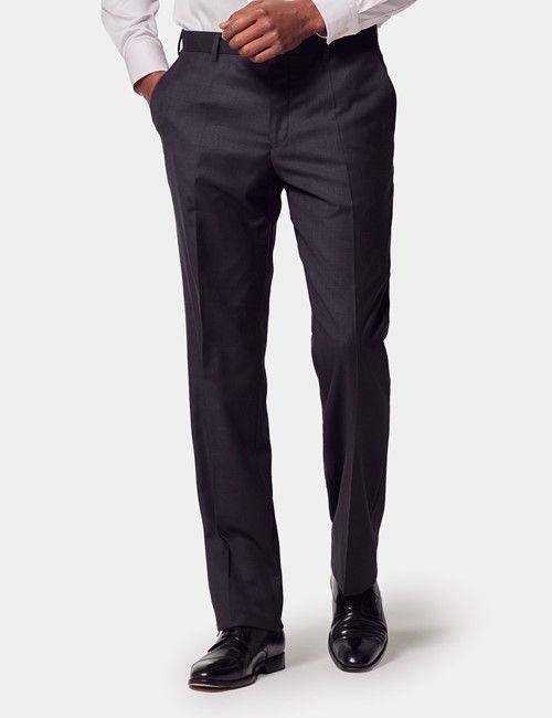 Classic Fit Dark Charcoal Twill Suit Pants