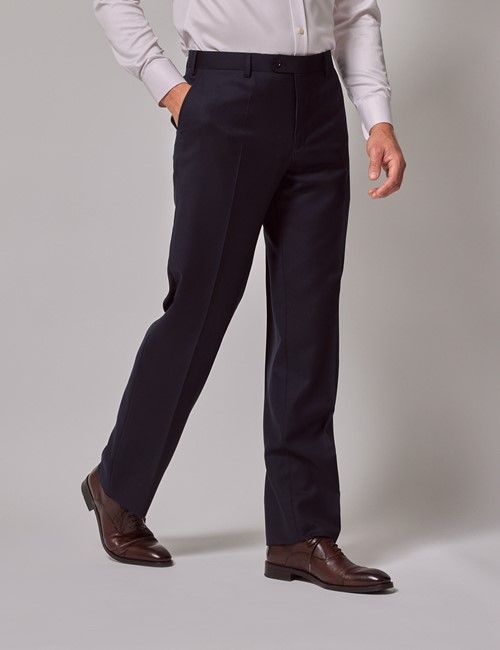 Navy Twill Wool Classic Fit Suit Trousers