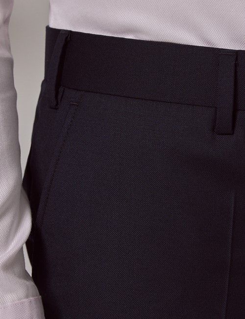 Navy Twill Wool Classic Fit Suit Trousers-preview