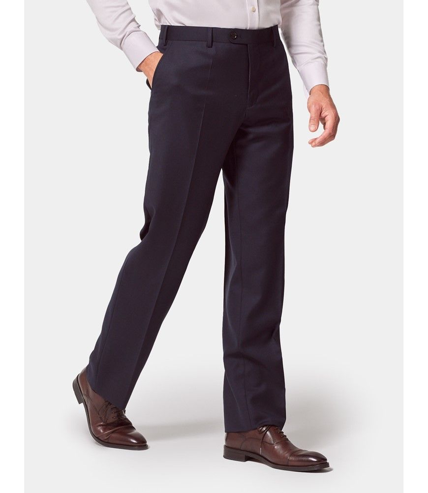 Men's Navy Twill Classic Fit Suit Pants