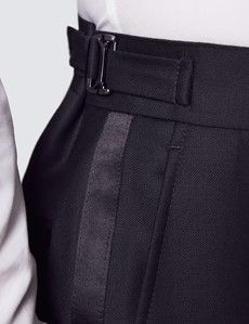 Black Classic Fit Dinner Suit Pants With Side Adjusters-preview3