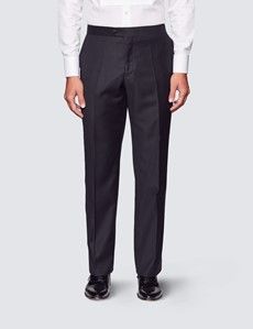 Black Classic Fit Dinner Suit Pants With Side Adjusters