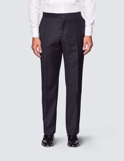 Black Classic Fit Dinner Suit Pants With Side Adjusters