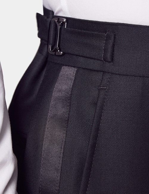 Classic Fit Black Dinner Suit Pants With Side Adjusters-preview