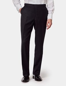 Classic Fit Black Dinner Suit Trousers With Side Adjusters