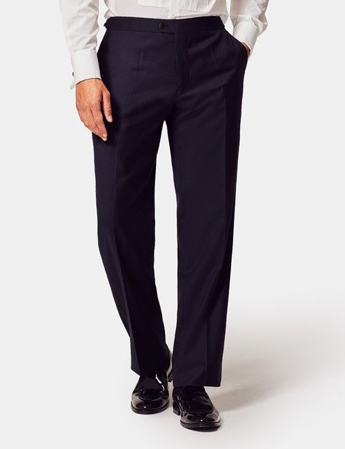 Classic Fit Navy Dinner Suit Pants With Side Adjusters