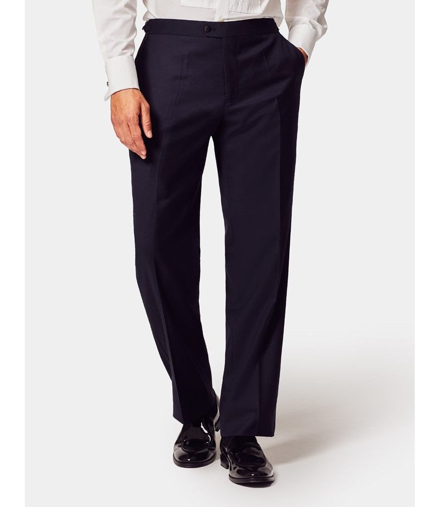 Men's Navy Classic Fit Dinner Suit Pants With Side Adjusters