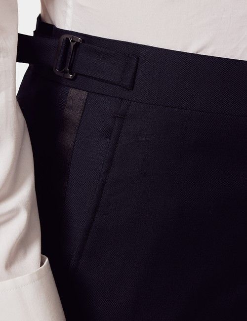 Classic Fit Navy Dinner Suit Pants With Side Adjusters-preview