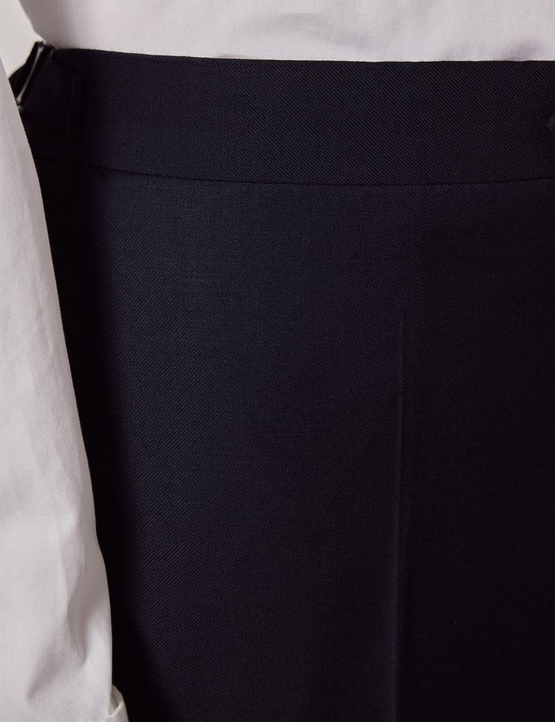 Classic Fit Navy Dinner Suit Trousers With Side Adjusters thumbnail 3