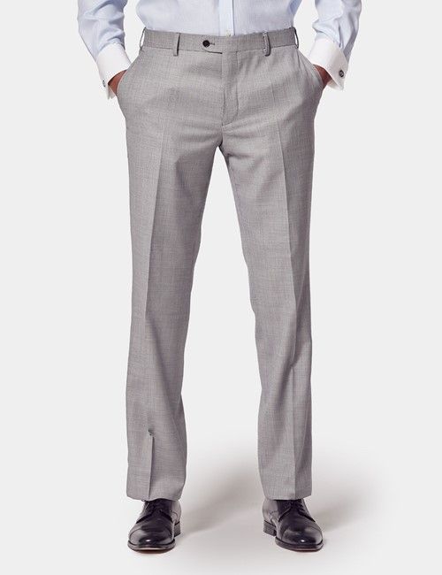 Classic Fit Light Grey Twill Suit Pants