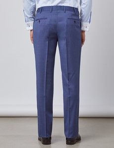 Men's Blue Pin Dot Semi Plain Classic Fit Suit Trousers-preview1