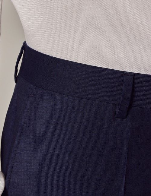 Dark Blue Twill Wool Slim Fit Suit Trousers-preview