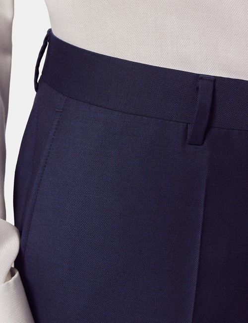 Slim Fit Dark Blue Twill Suit Pants-preview