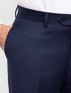Slim Fit Dark Blue Twill Suit Trousers
