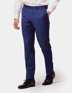 Slim Fit Royal Blue Twill Suit Pants