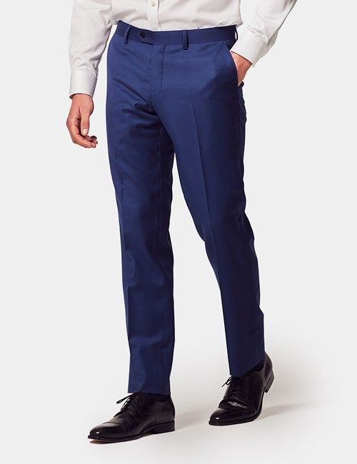 Slim Fit Royal Blue Twill Suit Pants
