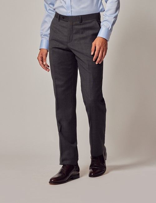 Charcoal Twill Wool Slim Fit Suit Trousers