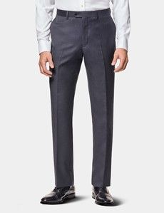 Slim Fit Charcoal Twill Suit Trousers