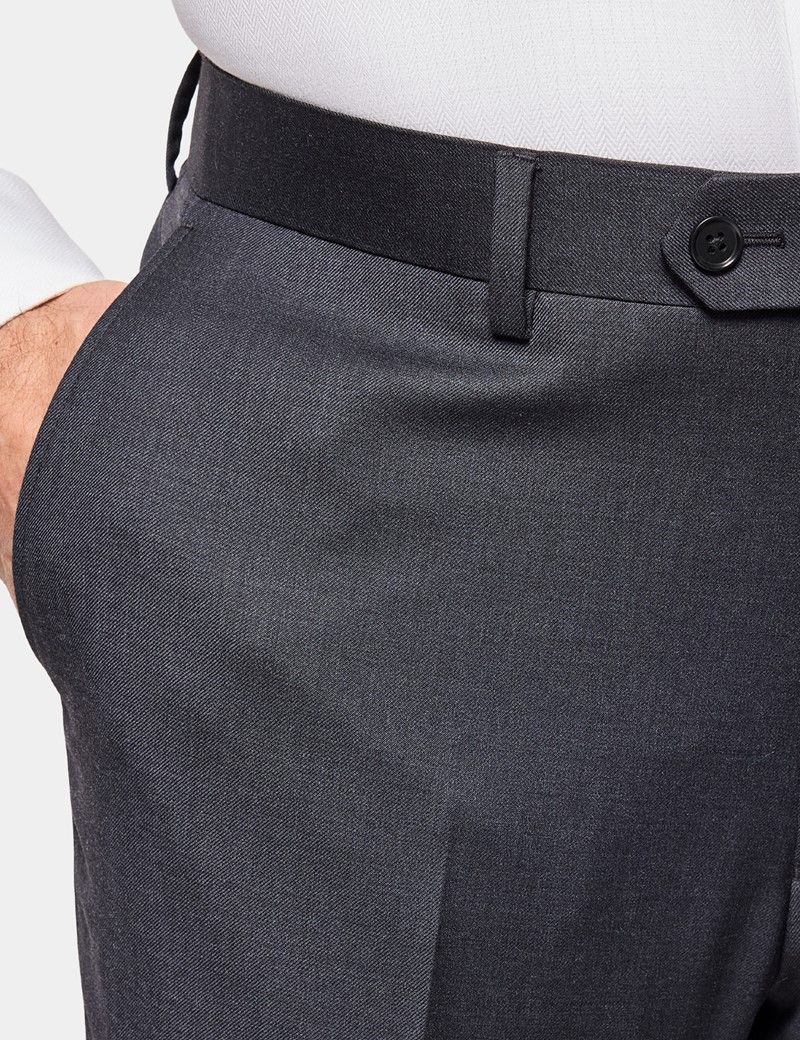 Slim Fit Charcoal Twill Suit Trousers thumbnail 3