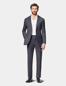 Slim Fit Charcoal Twill Suit Trousers
