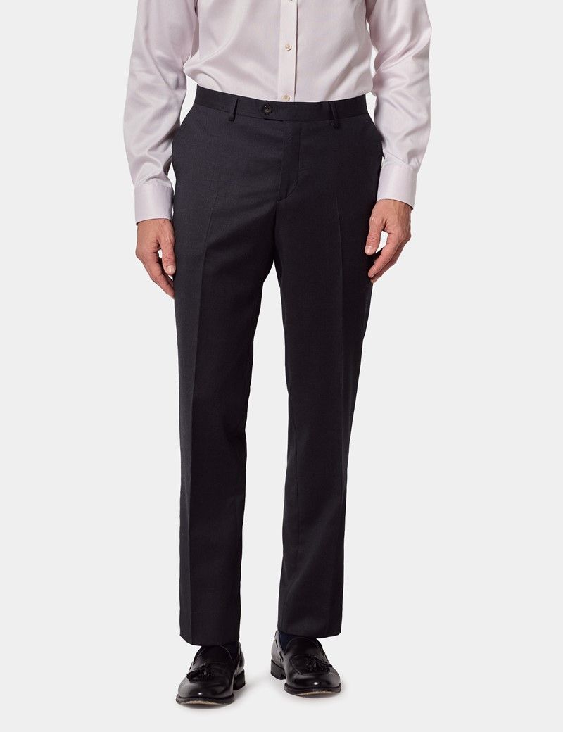 Slim Fit Dark Charcoal Twill Suit Trousers thumbnail 2