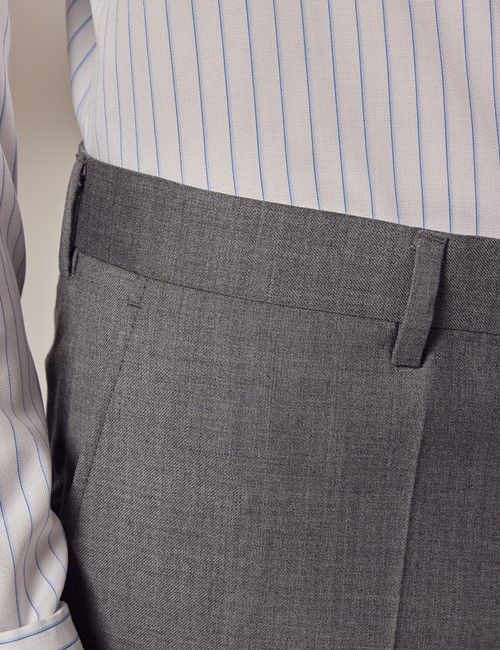 Mid Grey Twill Wool Slim Fit Suit Trousers-preview