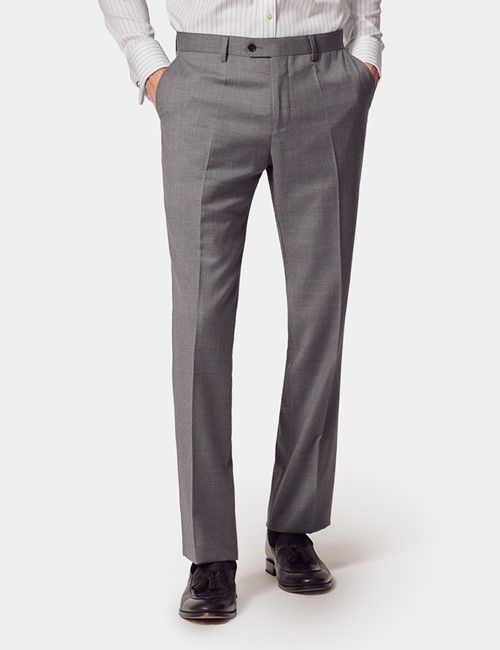 Slim Fit Mid Grey Twill Suit Pants