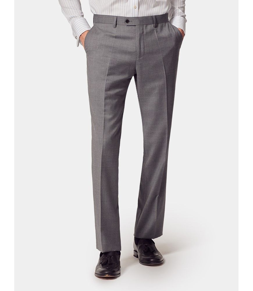 Men's Mid Grey Twill Slim Fit Suit Pants