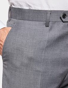Slim Fit Mid Grey Twill Suit Trousers