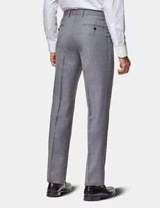 Men's Mid Grey Twill Slim Fit Suit Pants