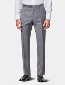 Slim Fit Mid Grey Twill Suit Trousers