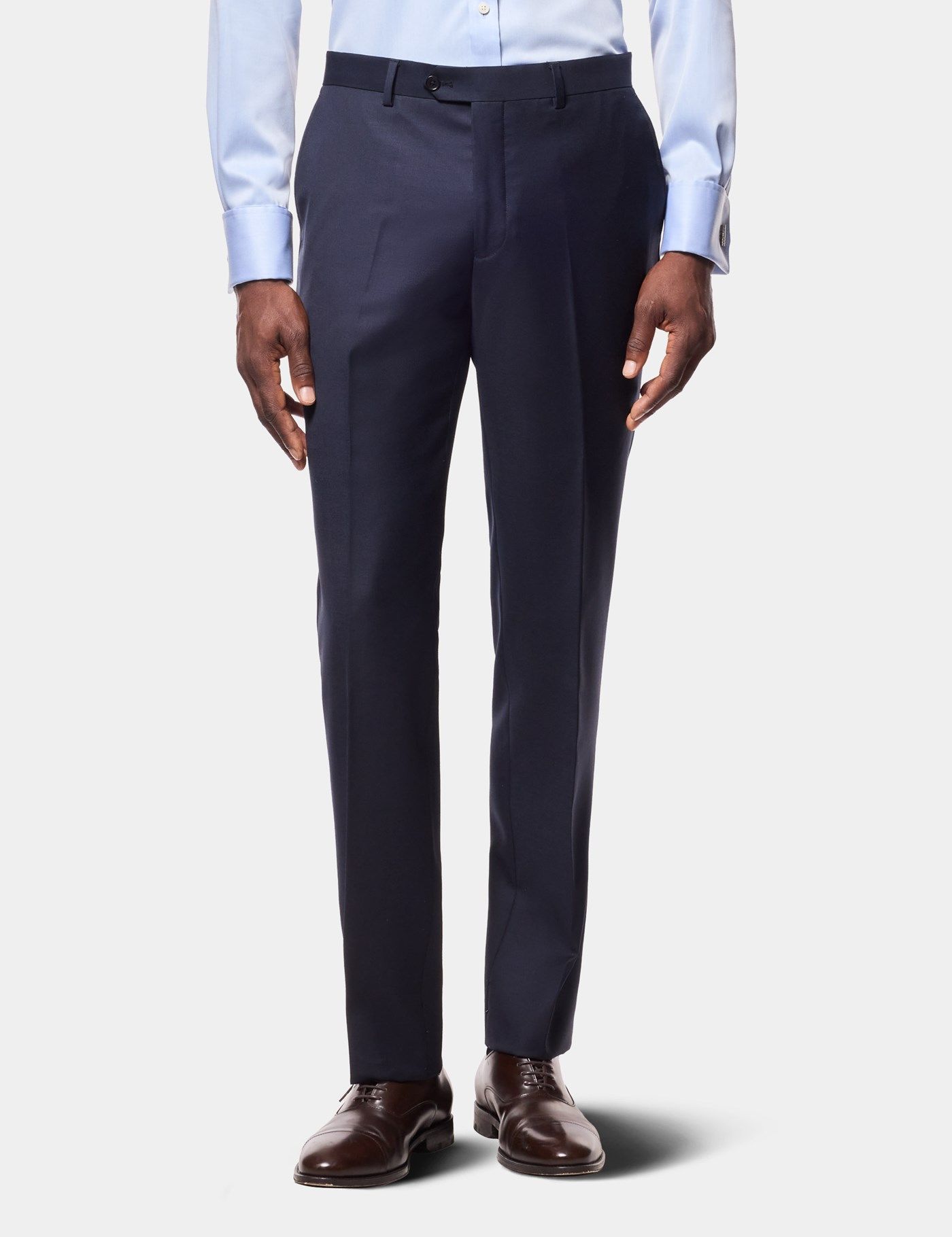 Hawes & Curtis Slim Fit Navy Twill Suit Pants | Wool | Plain