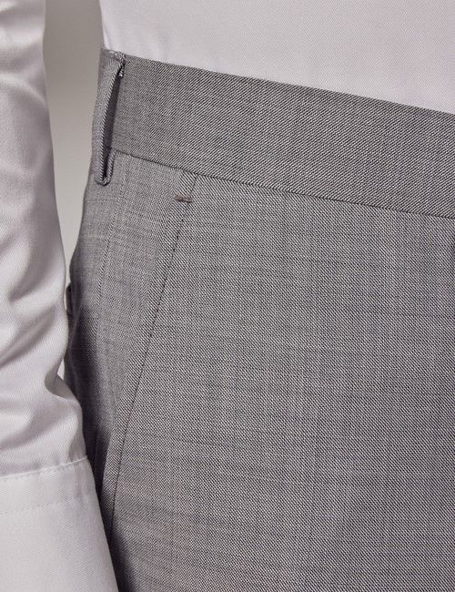 Light Grey Twill Wool Slim Fit Suit Trousers-preview