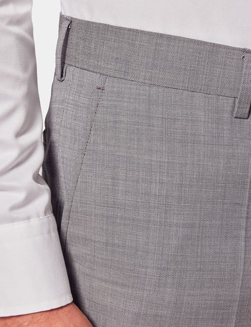 Slim Fit Light Grey Twill Suit Pants-preview