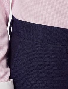 Slim Fit Navy Textured Weave Suit Trousers