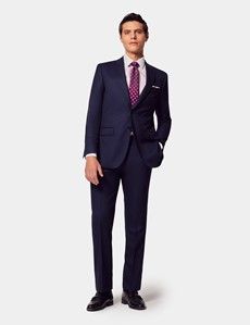 Slim Fit Navy Textured Weave Suit Trousers
