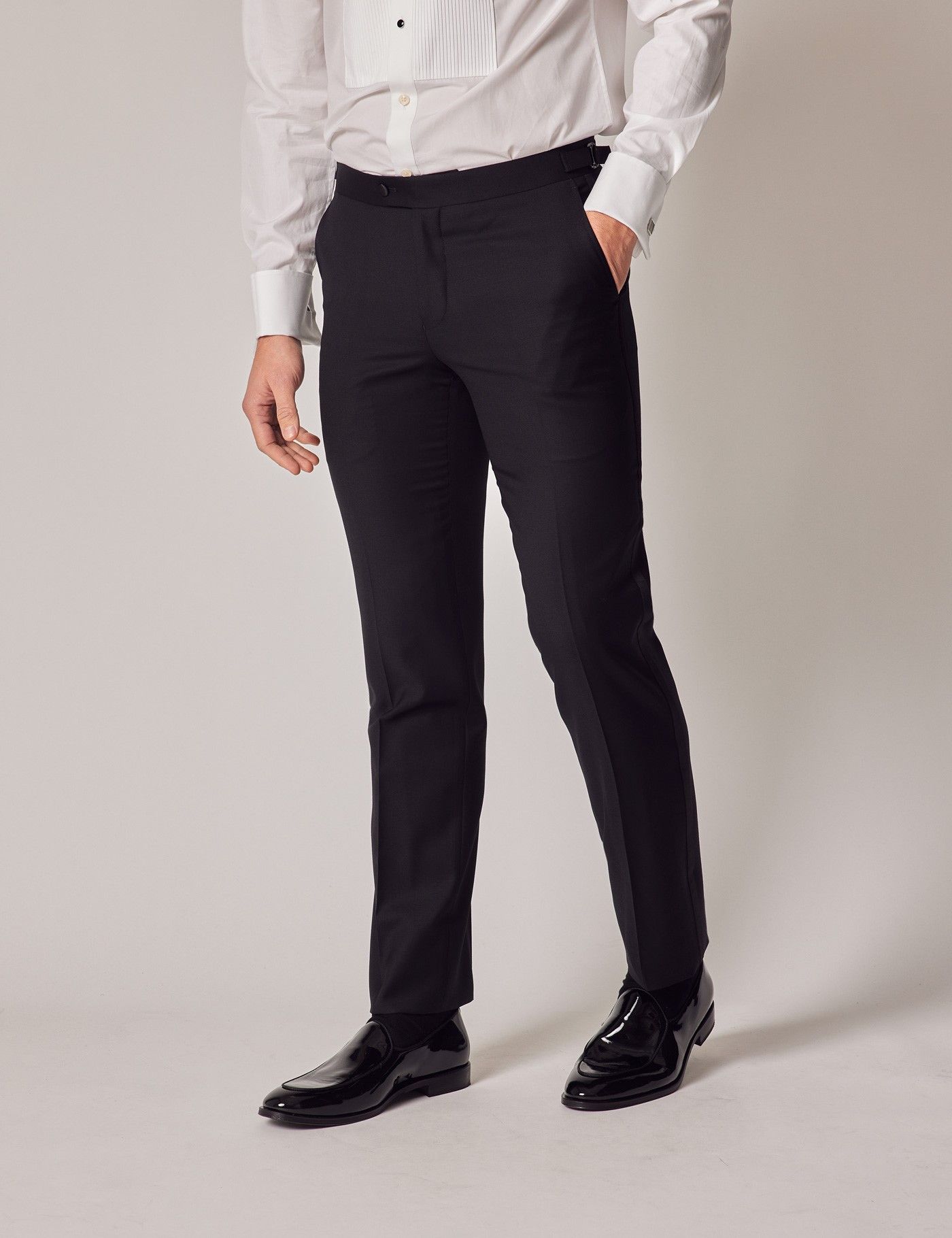 Black Slim Dinner Suit Pants With Side Adjusters