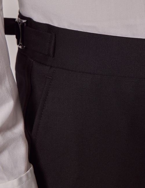 Black Wool Slim Fit Dinner Suit Trousers With Side Adjusters-preview