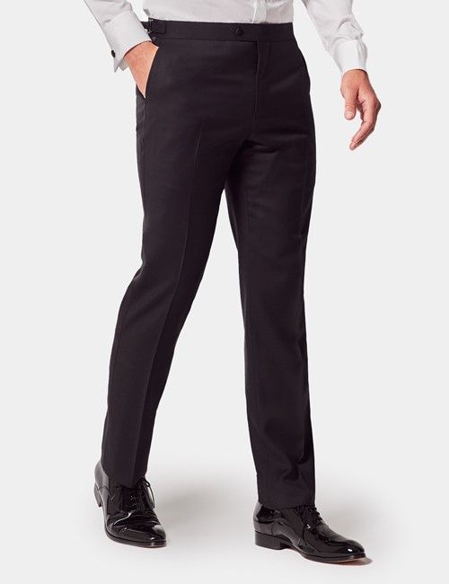 Black Slim Dinner Suit Pants With Side Adjusters