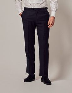 Navy Slim Dinner Suit Pants With Side Adjusters-preview1