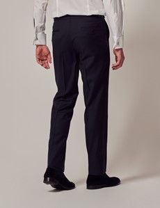 Navy Slim Dinner Suit Pants With Side Adjusters-preview3