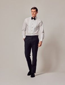 Navy Slim Dinner Suit Pants With Side Adjusters